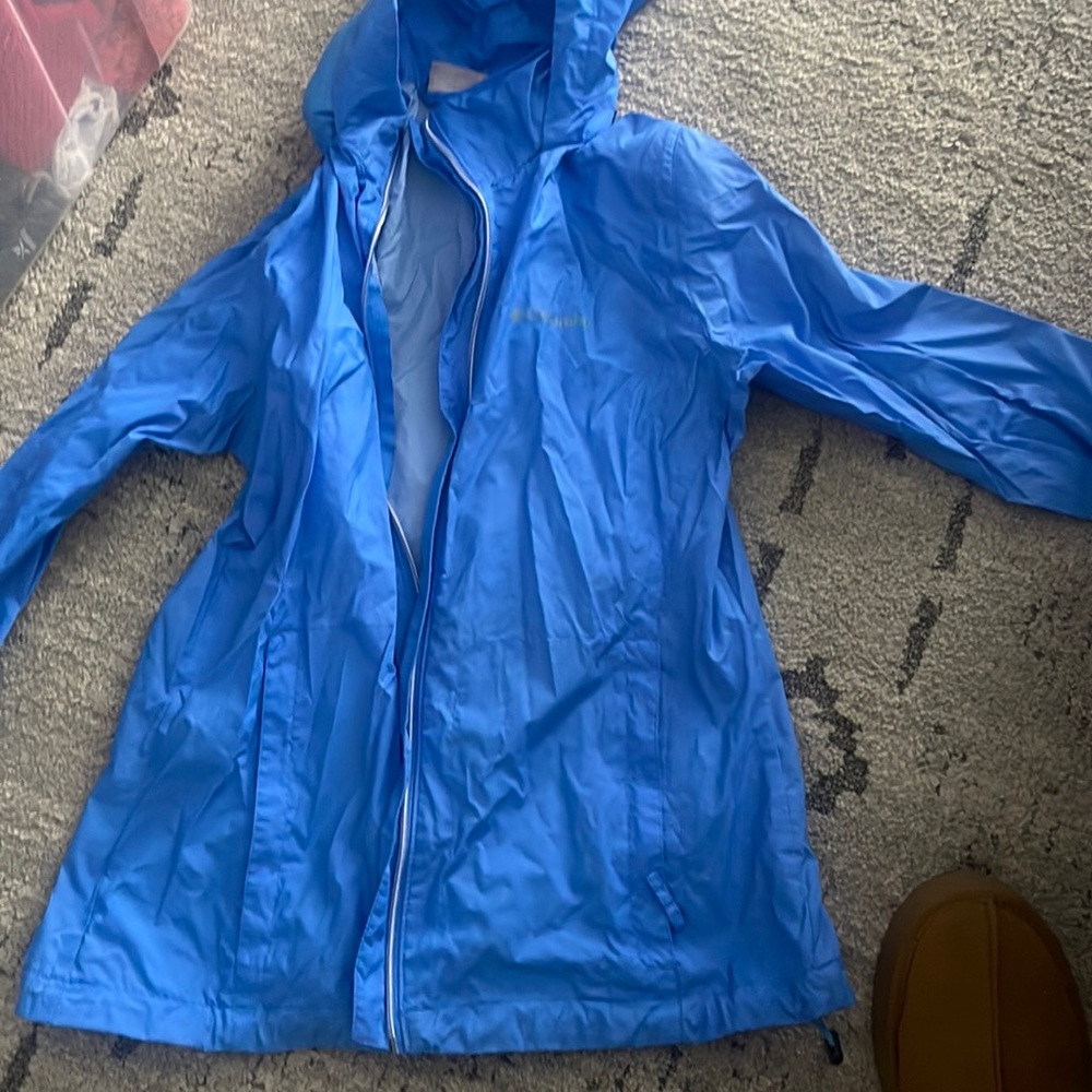 Blue Columbia rain jacket